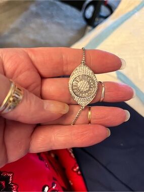 Silver Crystal Marquise Pendant bracelet evil eye - Elegant Women